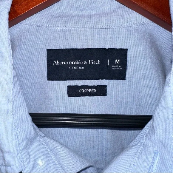 Abercrombie & Fitch Cropped Button Up Shirt Men’s Medium Blue Stretch - Picture 2 of 10